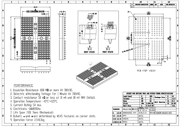 LPDDR4-BGA200ball芯片测试治具图纸