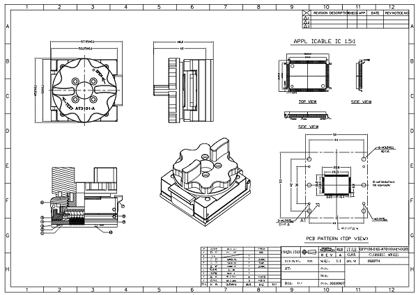 QFP100芯片测试治具图纸