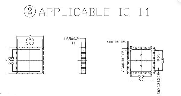LCC36-0.65-7*7*1.65mm芯片规格参数