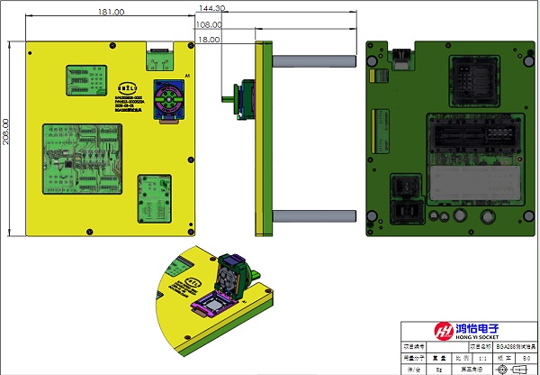 BGA288pin芯片测试治具图纸