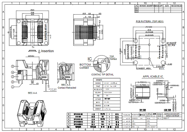 SOP32pin芯片测试座图纸
