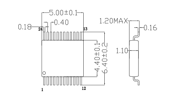 SOP24pin-0.4mm芯片图纸