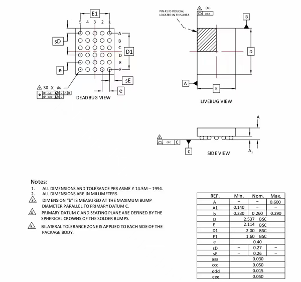 WLCSP30pin芯片图纸