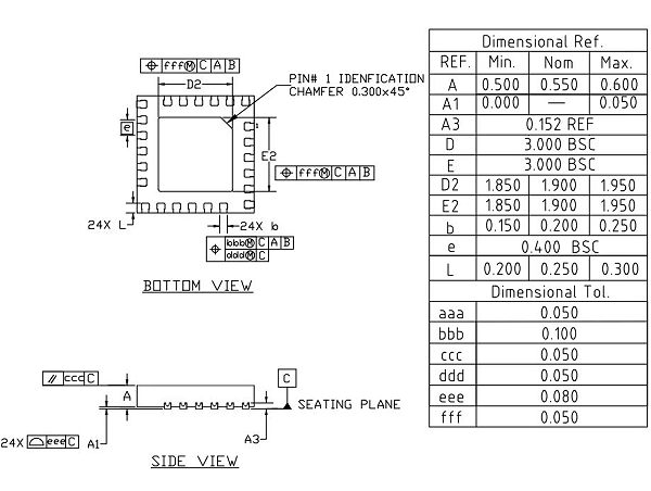 QFN24pin-0.4mm芯片图纸
