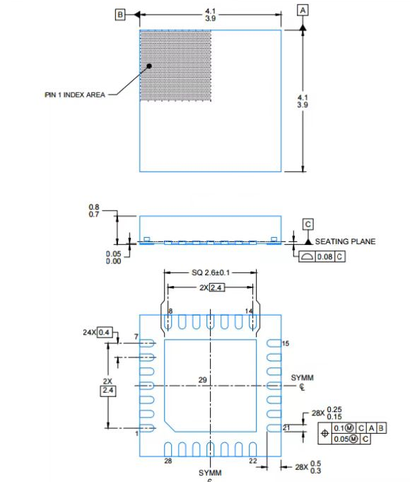 QFN28pin-0.4mm芯片图纸