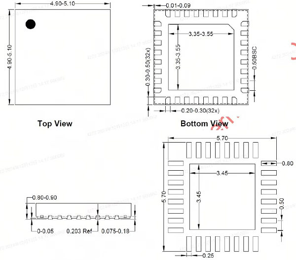 QFN32pin-0.5mm芯片图纸