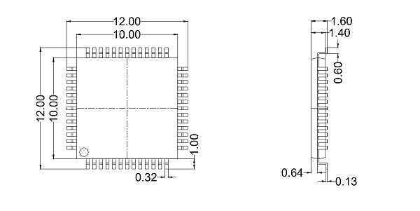 QFP52pin芯片图纸