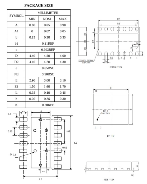 DFN14pin芯片图纸