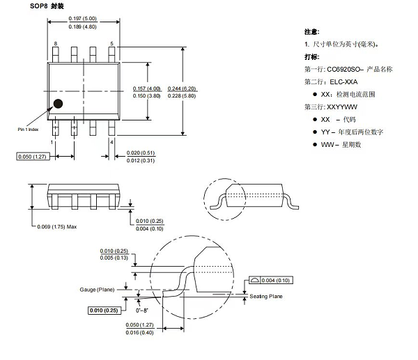 SOP8pin芯片图纸