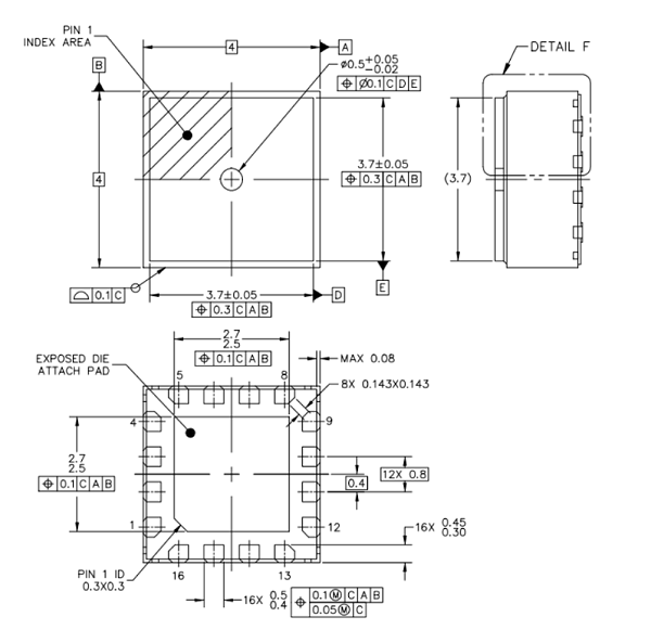 QFN16pin芯片图纸