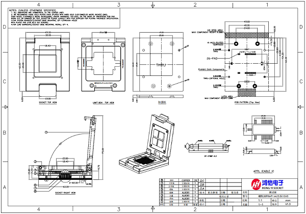 蝶形模块测试夹具socket