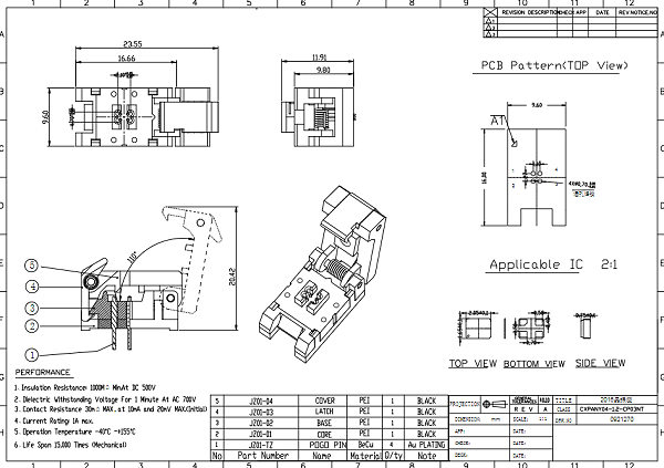 2016-4pin晶振测试座图纸