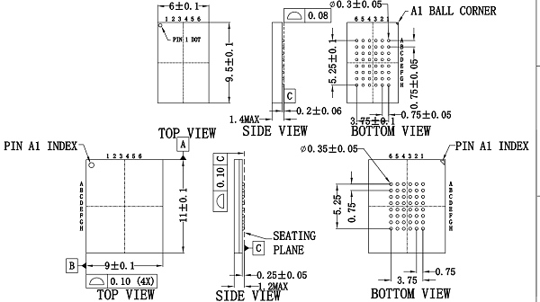BGA48pin芯片图纸