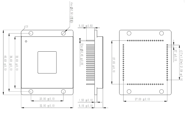 PGA72pin-1.27mm芯片图纸