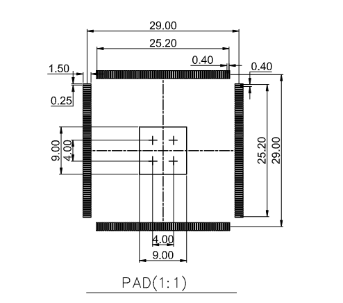 QFP256pin-0.4mm芯片图纸