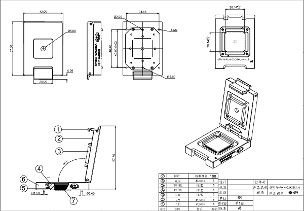 QFP176pin芯片老化座图纸