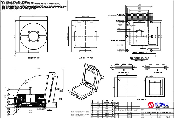功率模块100pin测试座图纸
