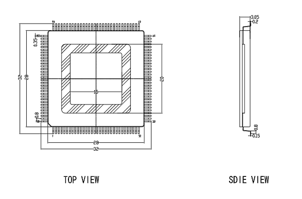 QFP128pin芯片图纸
