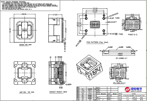 功率模块110pin测试座图纸