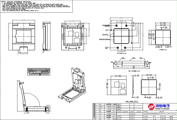 PCB模块140pin测试座图纸