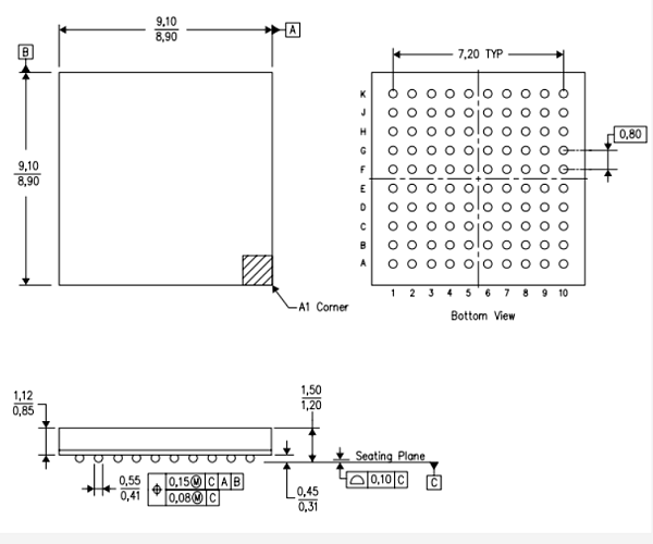 BGA100pin芯片图纸
