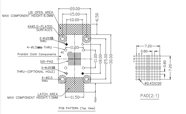 BGA100pin芯片图纸