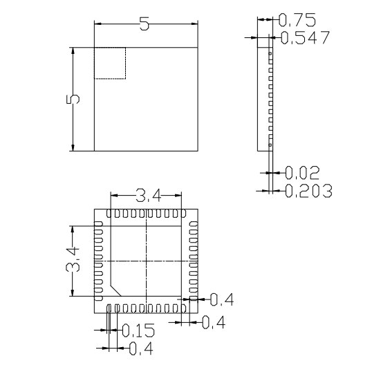 QFN40pin-0.4mm芯片图纸