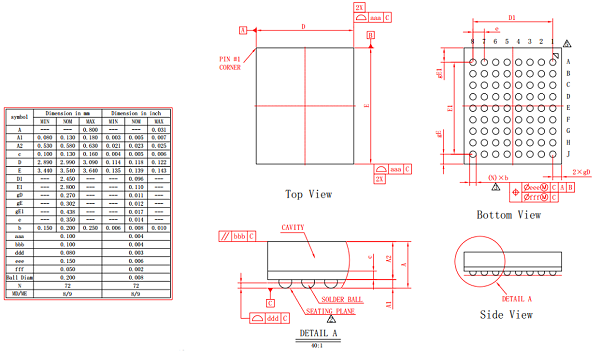 BGA72pin芯片图纸