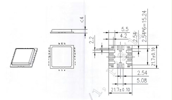 LCC20pin-2.54mm芯片图纸