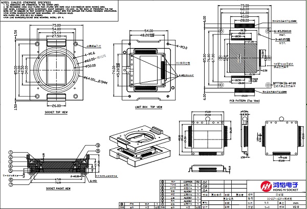 探测器件82pin测试座图纸