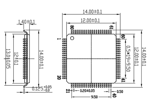 QFP80pin芯片图纸