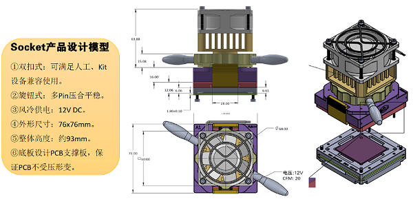 处理器BGA1517pin芯片测试治具
