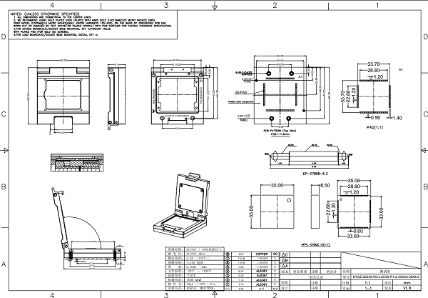 LCC90pin芯片测试座图纸