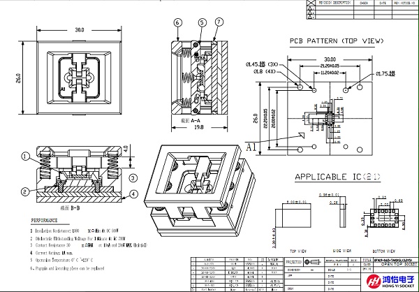 QFN19pin芯片测试座图纸