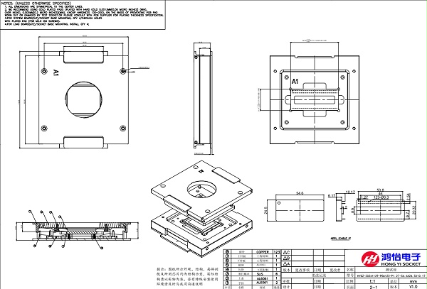 PGA123pin芯片测试座图纸