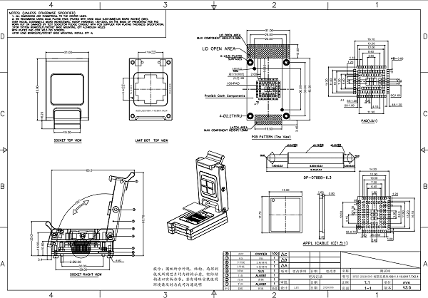 邮票孔109pin模块测试座图纸
