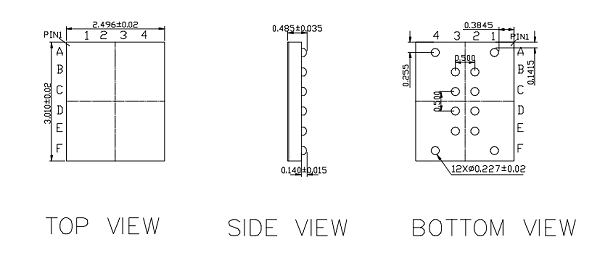 WLCSP12pin-0.5mm晶圆级芯片图纸参数