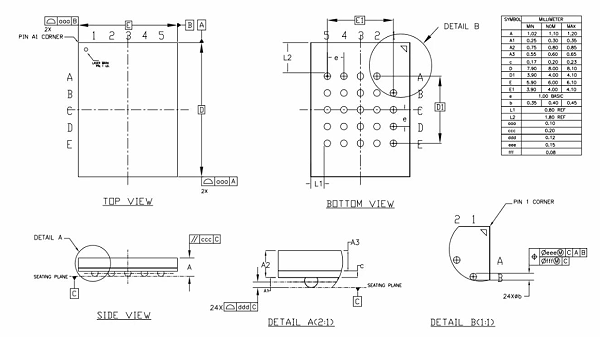BGA24pin芯片测试图纸