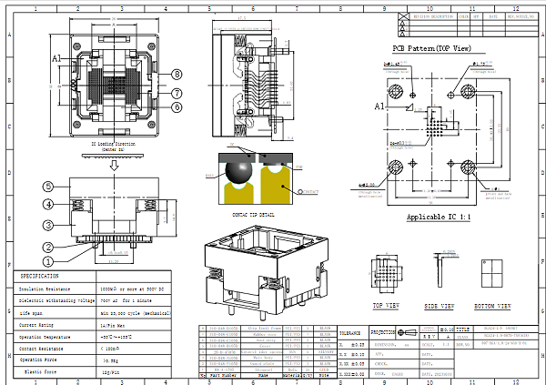 BGA24pin芯片测试座图纸