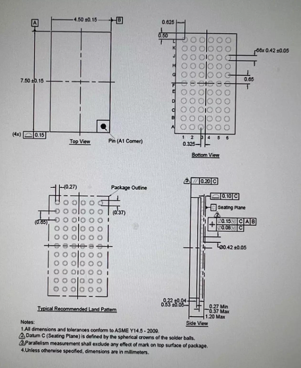 BGA66pin芯片图纸