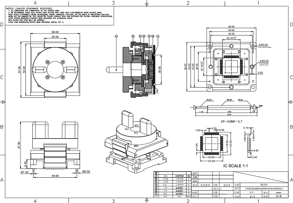 QFP92pin芯片测试座图纸