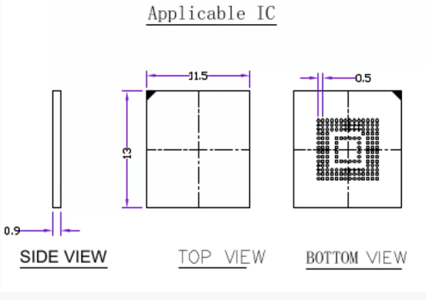 UFS153（87）pin-0.5mm存储芯片图纸